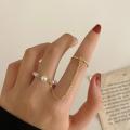 Chain Finger Rings Alloy Simple Ring Creative One-piece Set Pearl Finger Ring. 