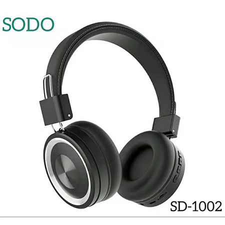 SODO SD-1002 Bluetooth Headphones - (Black) - 10 hrs+ talktime - Crystal Clear HQ Sound - Fully Padded Headset - TF card - Foldable