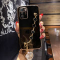 For Xiaomi POCO X3 GT Back Cover with Lucky Clover Wristband Chain Fashion Bracelet Shiny Plating Square Edge Bumper Phone Case Soft Silicone Bumper Protective Cover. 