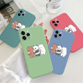 Hontinga for Samsung Galaxy S8 Case Cartoon We Bare Bears Panda Grizzly Phone Case Square Edge Pattern Liquid Silicone Cases Full Cover Camera Case. 