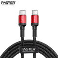 FASTER FC-60W Type-C To Type-C 3A PD Cable QC3.0 And PD3.1 Compatible. 