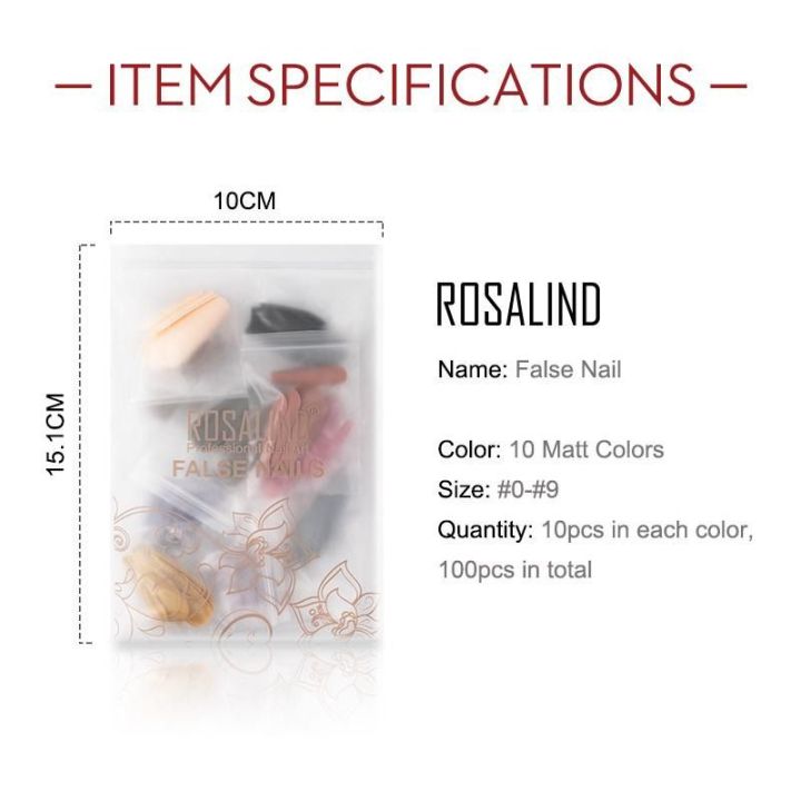 Pack of 100 Matte Fake Nails Roseland