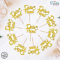 Pack of 12 Date Fixed Mithai Cupcake Toppers, Digital print 2.5 inches mini Toppers, Perfect for Engagement & Wedding Party Celebration. 