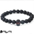1pcs Skeleton metal head matt black beads bracelet. 