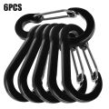 6Pcs Outdoor Camping Multifunctional Aluminum Alloy Backpack Hanging Keychain D-shaped Carabiner Waist Umbrella Rope Wire Spring Buckle. 