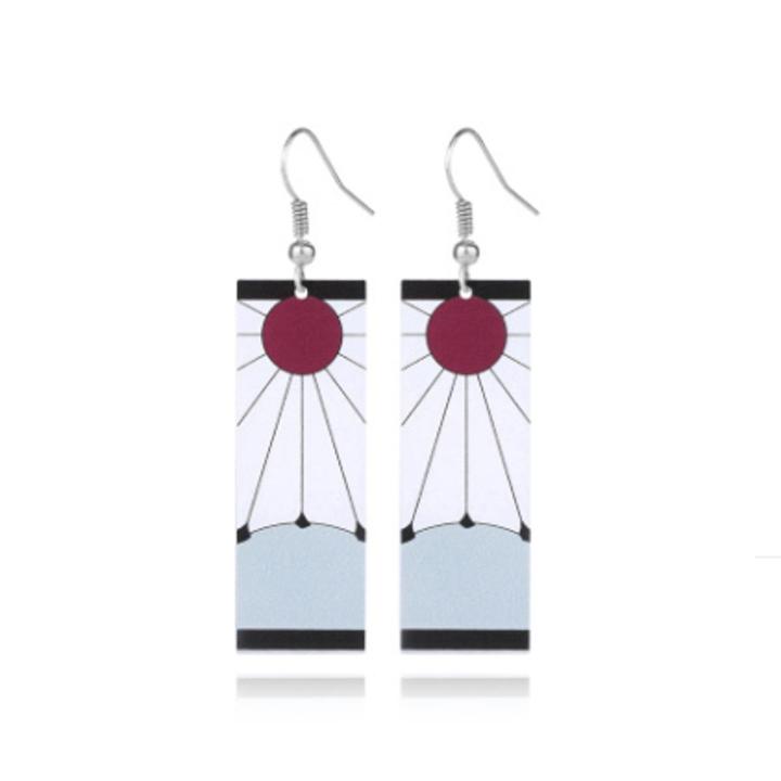 Tanjiro Earrings demon slayer Kimetsu no Yaiba Earrings Anime Cosplay  Hanafuda Drop Long Earrings for anime lovers Jewelry