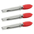 Small Tongs With Silicone Tips 7 Inch Kitchen Tongs – Set Of 3 - Perfect For Serving Food, Cooking, Salad, Grilling Red. 