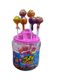 Sugarland Jollypop 40 PCS Lollipop JAR MIXED FLAVOURS with BUBBLE GUM INSIDE. 
