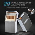 2 In 1 20 Cigarette Case Lighter Case USB Rechargeable Electronic Case Portable Windproof Smoking Accessories Gift for Men | FOCUS Upgraded Version Cigarette case holder 20pcs Cigarette Capacity Cigarette Box Smoking Accessary | Gift for Men. 