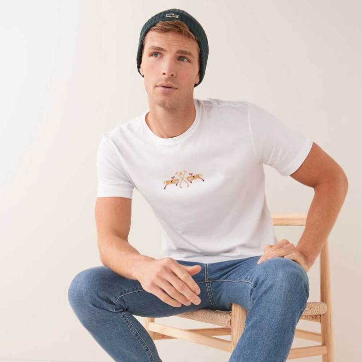 ELO - LE Men's Two Pony Embroidered Crew Neck Tee Shirt - Tshirt For Men / Tshirt For Boys