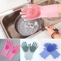 Silicone Dishes Washing Gloves Kitchen Cleaning Waterproof Cleaning Scrubber Dish Washing Sponge Rubber for Dishes. 