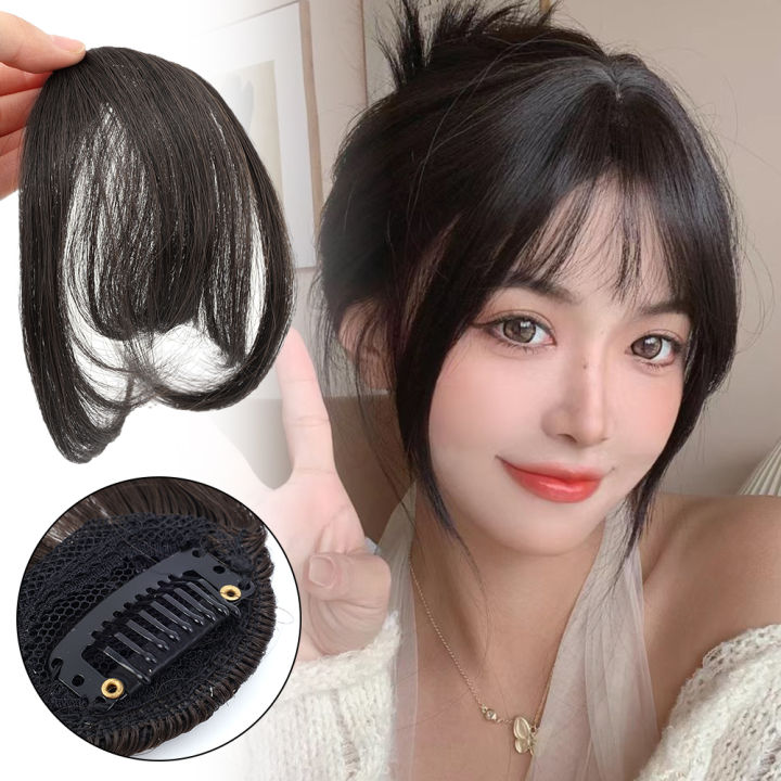 Air Bangs Wig For Women Natural Invisible Patch Round Face French Bangs Hair Accessorices