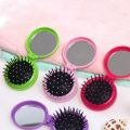 Folding Hair Brush Pocket Comb With Mirror Set Mini Travel Compact Foldable Gift. 