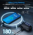Wireless  Bluetooth Earphones/Headphones, 180H Playtime Ear Buds IPX8 Waterproof Bluetooth Earphones, in-Ear Headphones with LED Display Touch Control for Sport/Work Model U-AIR4(Black). 