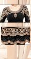 Ladies Chiffon Crinkle Embroidered Black Shalwar Kameez HS-197 (Unstitched). 