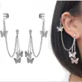 Pair Of Ear Cuff Earring Butterfly Chain Tassel Stylish Earings For Girls Fashion Stylish Korean Jewellery For Girls. 