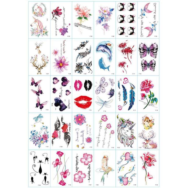 Temporary Tattoo Stickers Men Women Waterproof Long-lasting English Alphabet Flowers Tattoo Stickers