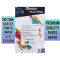 High Glossy Photo Paper 100 Sheet , Size 4X6,  230G All Inkjet Printers. 