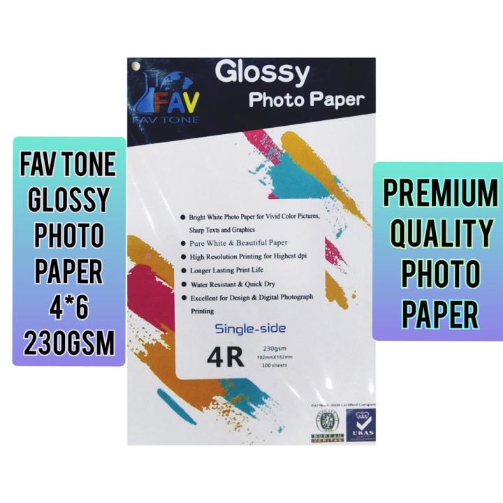 High Glossy Photo Paper 100 Sheet , Size 4X6,  230G All Inkjet Printers