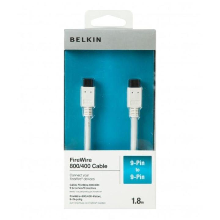 Belkin FireWire Triple-Shielded 9-Pin to 9-Pin Cable | High-Speed 800/400 Mbps Data Transfer | Gold-Plated Contacts | 1.8m Length