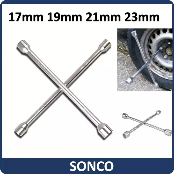 Utoolmart 14-Inch 4-Way Lug Wrench - 17mm 19mm 21mm 23mm Socket Tire Repair Tool