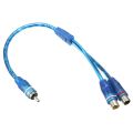 2x RCA Phono Y Splitter Lead Adapter Cable 1 Male To 2 Female Car Connector 30cm. 