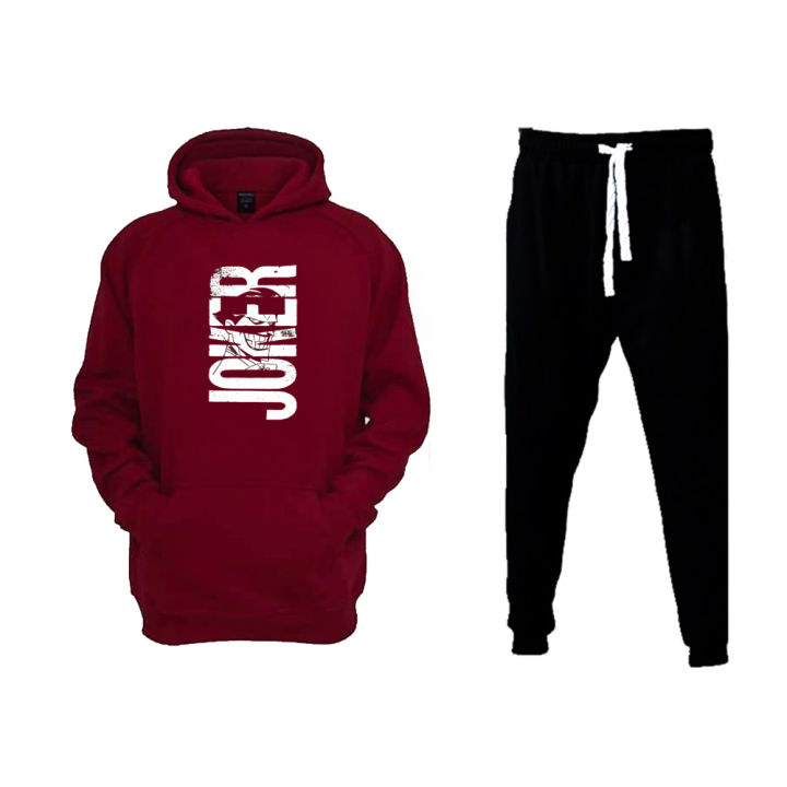 Joker Printed Winter Tracksuit For Mens - Soft & Comfortable Fleece Fabric Hoodies For Men Kangaroo Hooded & Trouser Printed Tracksuit