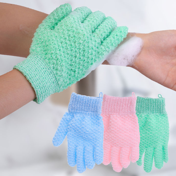 1/2/6Pcs Five Fingers Bath Exfoliating Glove Scrub Body Foam Back Bathing Cleaning Gloves Bathroom Accessories