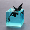 D- Humpback Whale Diver Cube Ornament Resin Whale Home Birthday Gift Ornament Marine Resin Decoration. 