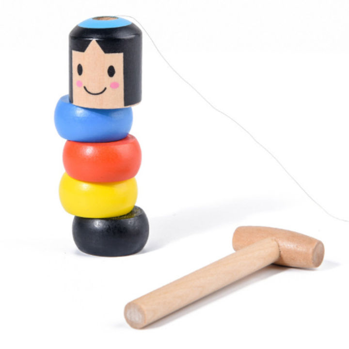 1pcs Novelty Magic Toy Tumbler Magic Stubborn Wood Man Toy Funny Unbreakable Toy