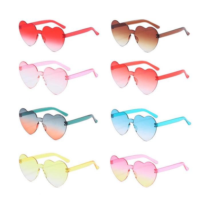 2023Transparent Jelly Gradient Color Love Sun Glasses Men and Women Peach Heart Sunglasses European and American Heart-Shaped One-Piece Sunglasses