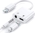 Headphone Adapter for iPhone 2 in 1 to 3.5 mm AUX Audio Dongle Accessories for Headphones Compatible with iPhone 7/7Plus/8/8Plus/X/XS/11/12/Pro Max/iPad, Supports  iOS 12 or later - White. 