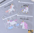 Cute Rainbow Unicorn Transparent pencil case organiser | Cute stationary items for girls. 