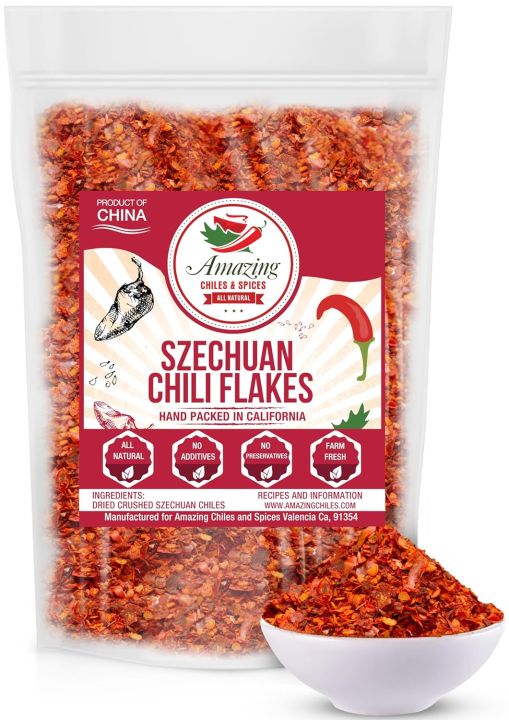 Roll over image to zoom in Sichuan Chili Flakes Traditional Red Pepper Spices and Szechuan Seasoning 150 gm