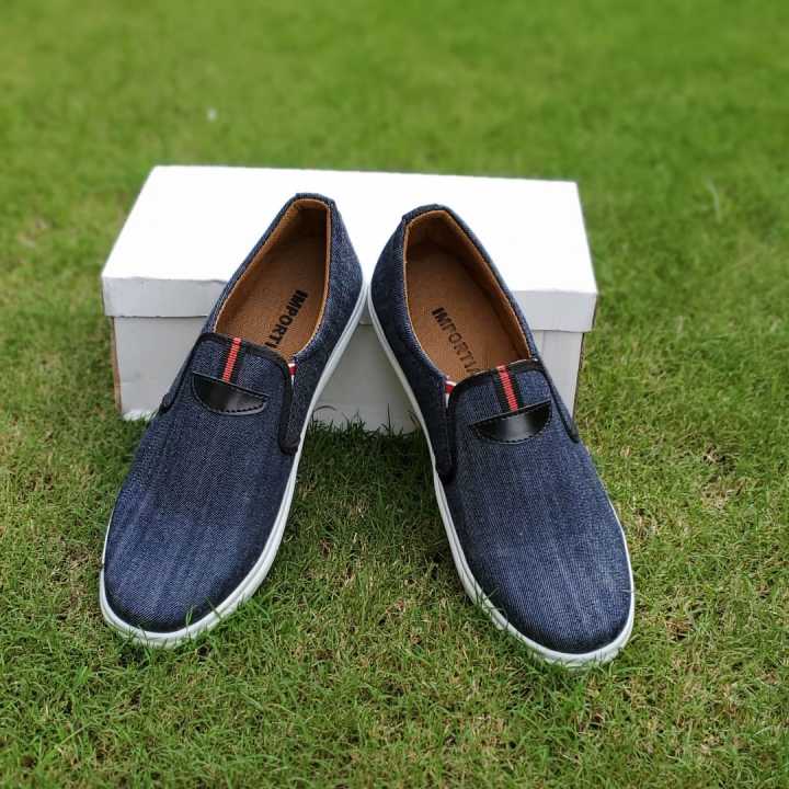 Men's Grey Colour Classic Heavy Denim Fabric Sneaker Shoes