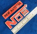 Car Styling Plastic NOS Emblem 04 Inches Red n Silver 01 PC. 