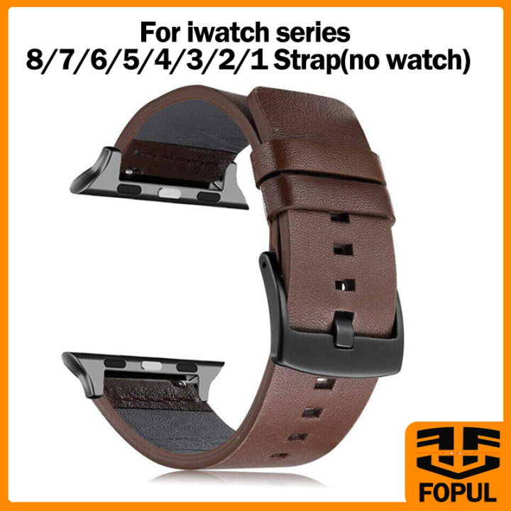 Genuine Leather Watch Strap For Apple Watch 7 41mm 45mm Strap For Apple Watch series 6 SE 5 4 Strap 40mm 44mm For IWatch series 3 2 1 Band Connector