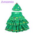 Children Christmas Tree Performance Costumes Festive Christmas Tree Costume Set for Girls Easy to Clean Xmas Hat Dress for Performance Cosplay Perfect Holiday Gift Christmas Costumes for Kids. 