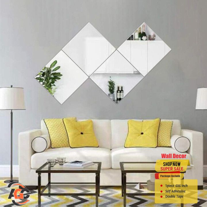 Square Acrylic Mirror Wall Stickers, Self-adhesive DIY Combination Modern Decal For Bedroom Living Room - Antique Gifts Center