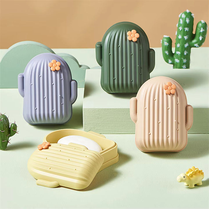 Cute%20Cartoon%20Drain%20Soap%20Box%20With%20Cover%20Lovely%20Cactus%20Soap%20Case%20Portable%20Bathroom%20Toilet%20Household%20Supplies%20Waterproof%20-%20Image%204