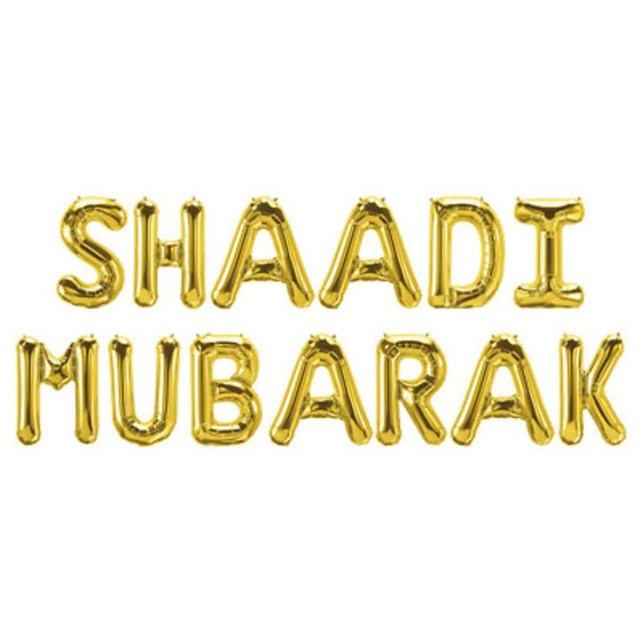 SHAADI MUBARAK FOIL BALLOON IN GOLDEN COLOR ( 16 INCH ALPHABET FOIL BALOONS )