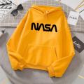 Yellow Nasa Printed Fleece Full Sleeves Pull Over Hoodie. 