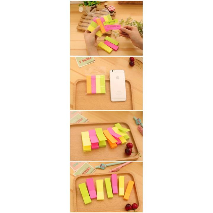 Pack of 400 - 4 Straps / Cuts Sticky Note - Size 3 x 3 Bright Colors Self-Stick Pads, Easy to Post for Home, Office, Notebook