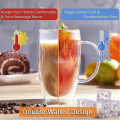 350/450ml Double Wall Glass Coffee Mugs Insulated Clear Borosilicate Glasses Cup With Handle Juice Milk Tea Cups For Gifts. 
