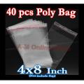 Bundle of 40 (4 X 8 Inch) Resealable Cellophane/BOPP/OPP Cello Poly Transparent Plastic Bags For Storage Self Adhesive Polythene Peel + Seal Bags For Packing, Chamak Theli.. 