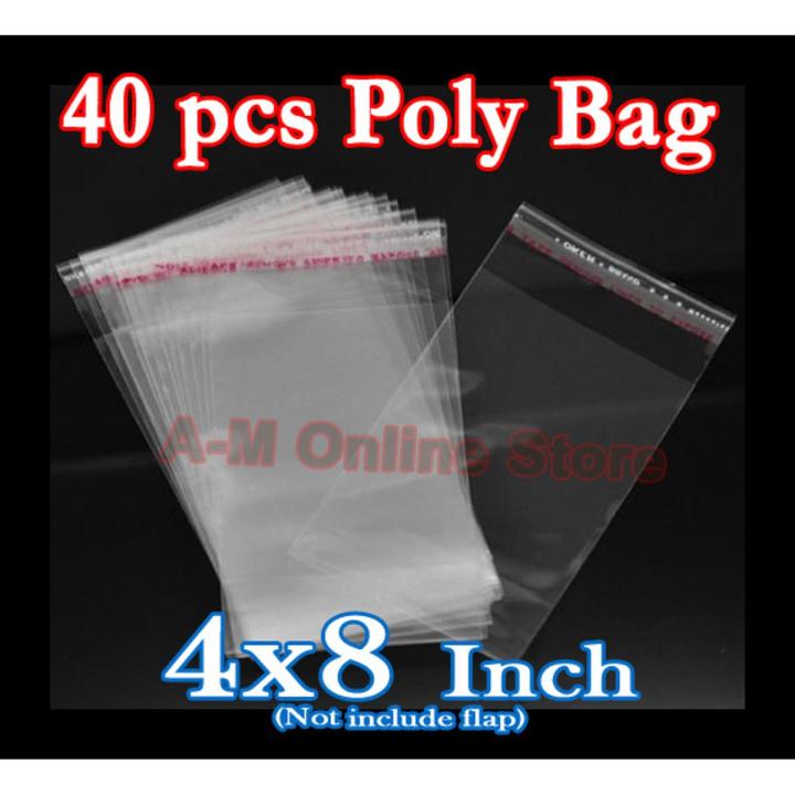 Bundle of 40 (4 X 8 Inch) Resealable Cellophane/BOPP/OPP Cello Poly Transparent Plastic Bags For Storage Self Adhesive Polythene Peel + Seal Bags For Packing, Chamak Theli.