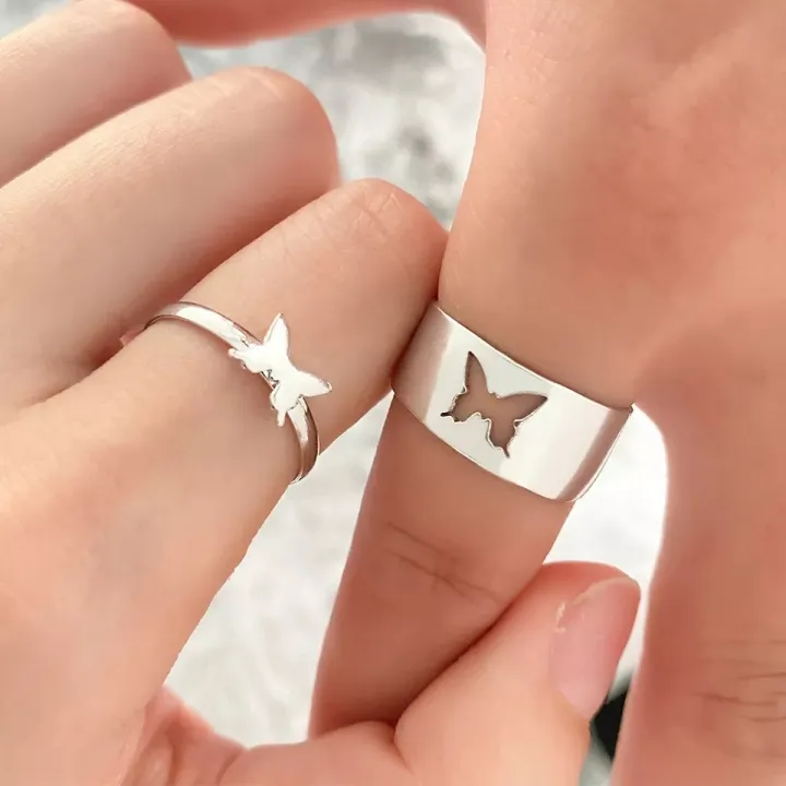 Trendy%20Butterfly%20Rings%20for%20women%20and%20girls%20Zinc%20Alloy%20Metallic%20Couple%20Engagement%20Rings%20-%20Image%205