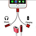 Lightning to 3.5mm 2 in 1 Earphone Audio Adapter without bluetooth compatible For iPhone Charger Cable Mobile Phone Aux Dual Jack Splitter Headphone & Fast Charging Connector Converter for pubg and gaming. 