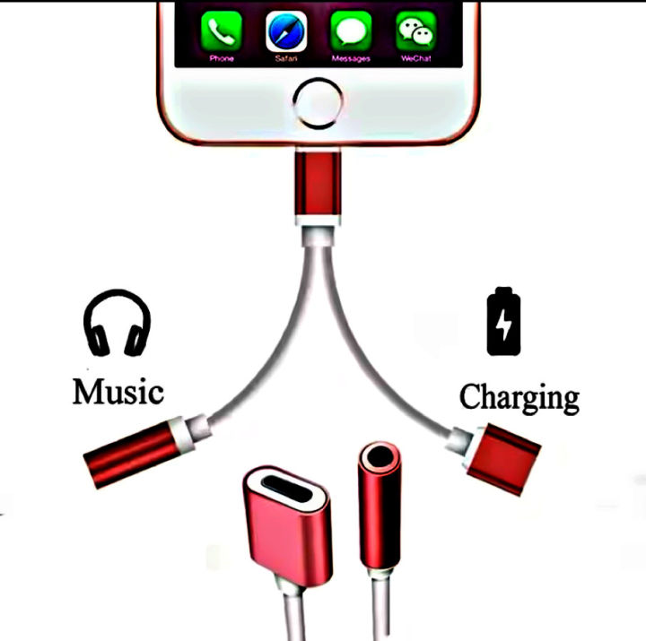 Lightning to 3.5mm 2 in 1 Earphone Audio Adapter without bluetooth compatible For iPhone Charger Cable Mobile Phone Aux Dual Jack Splitter Headphone & Fast Charging Connector Converter for pubg and gaming