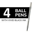 BIC Round Stic Xtra Life Ballpoint Pens, Medium Point, 1.0 mm, Black Ink, Pack of 4, Flexible Round Barrel For Writing Comfort USA's #1 Brand. 